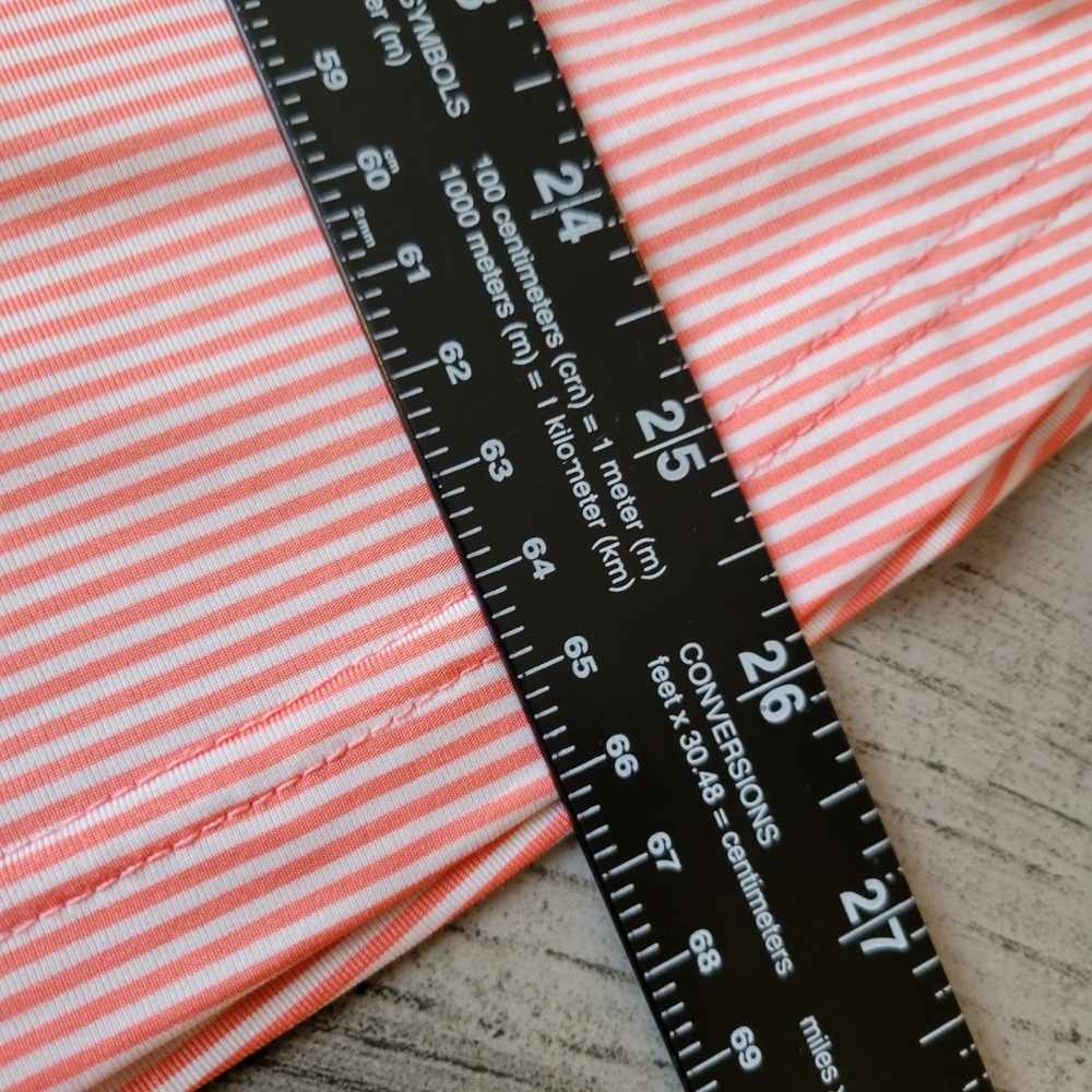 FootJoy Womens Coral White Striped Sleeveless Golf Polo Shirt Trophy Club Medium - Picture 7 of 7